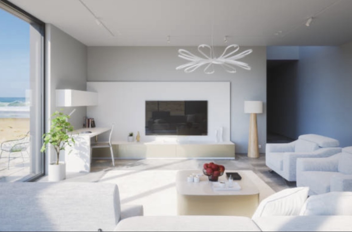 Bright living room with sea view